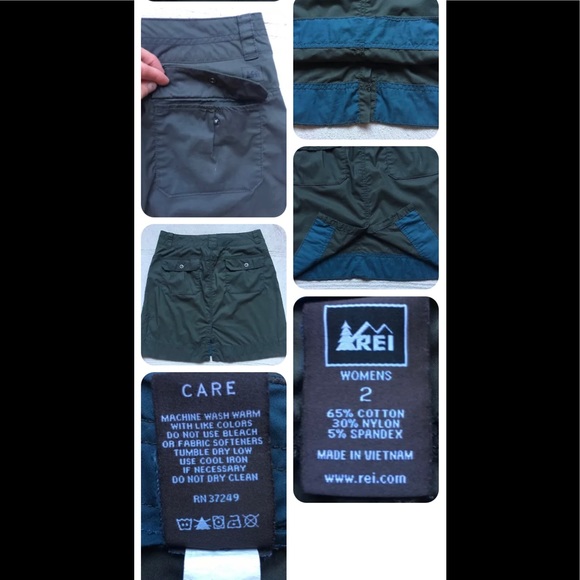 REI Mini Skirt, Sz  2, Army Green, Back Pockets, Double Button Front Zipper, EUC - Picture 4 of 4